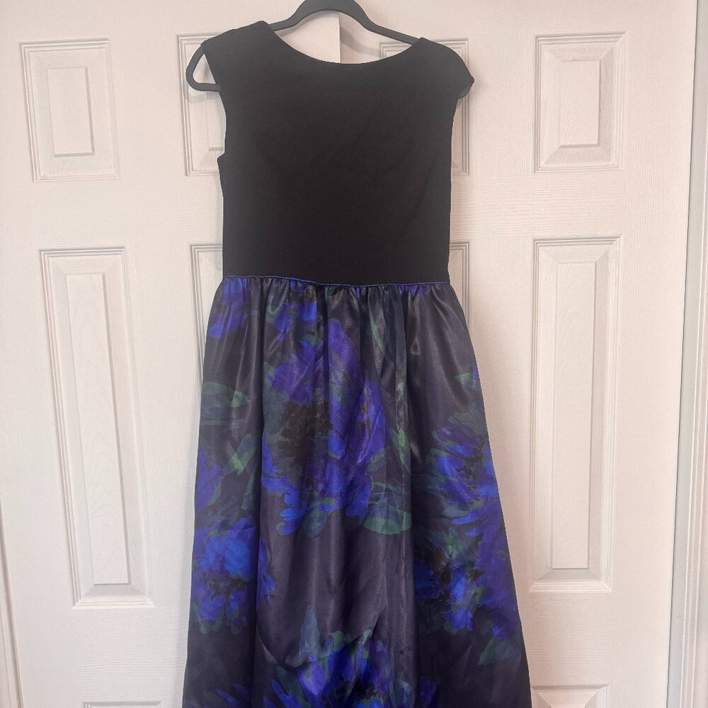 Black and Blue Floral Ballgown